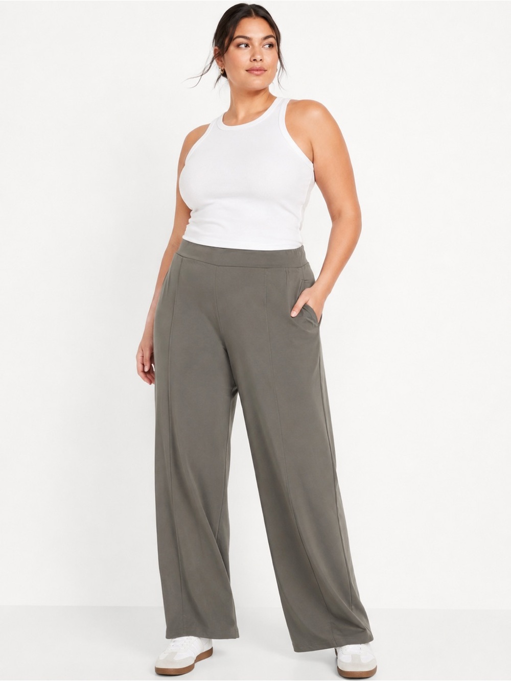 Old Navy PowerSoft Wide Leg Pants Womens 2X High Rise Pull On Active Gray